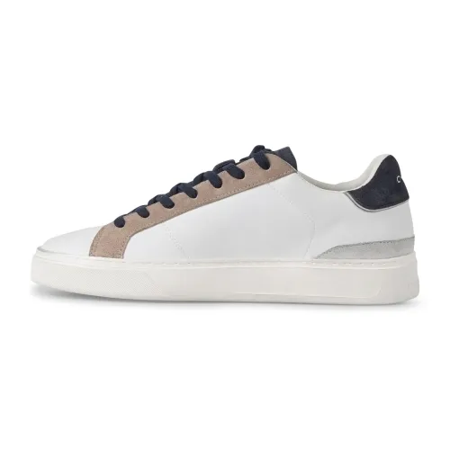 Crime London - Sneakers bianca in pelle bianca e dettagli in suede per uomo |
