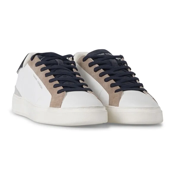 Crime London - Sneakers bianca in pelle bianca e dettagli in suede per uomo |