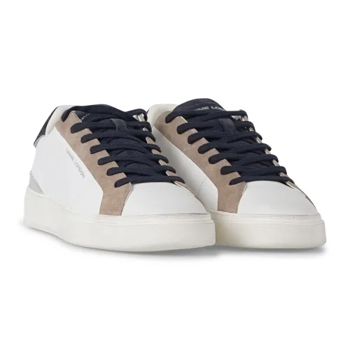 Crime London - Sneakers bianca in pelle bianca e dettagli in suede per uomo |