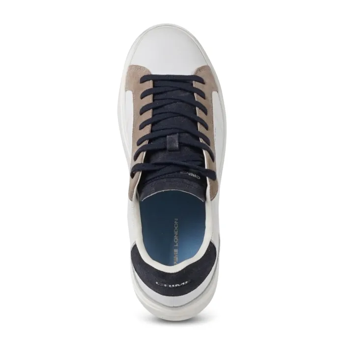 Crime London - Sneakers bianca in pelle bianca e dettagli in suede per uomo |