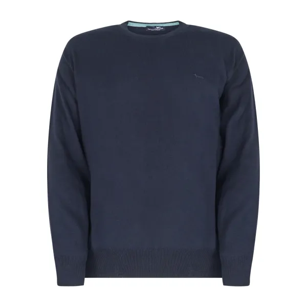 Harmont & Blaine - Maglione girocollo blu con patch logo per uomo |