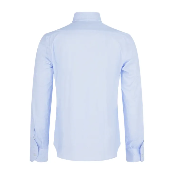 Lavorazione Sartoriale - Camicia celeste microlavorata in tessuto tecnico