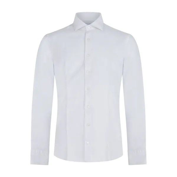 Lavorazione Sartoriale - Camicia bianca in lino e cotone slim fit per uomo |
