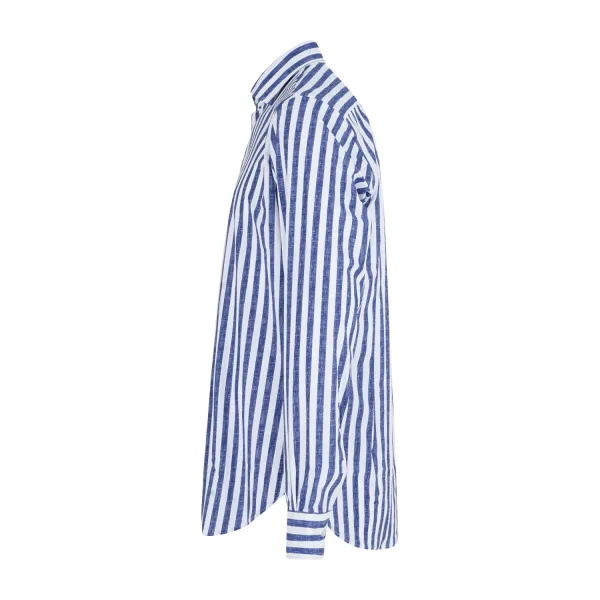 Lavorazione Sartoriale - Camicia bianca a righe blu in tessuto tecnico custom 2