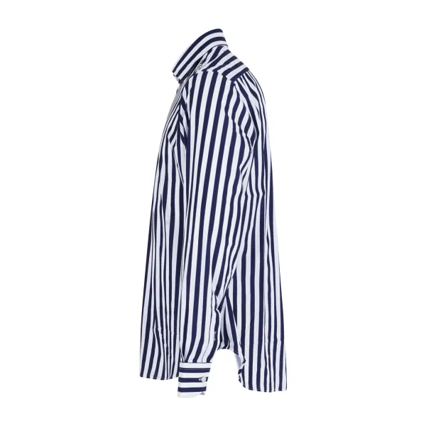 Lavorazione Sartoriale - Camicia bianca a righe blu in tessuto tecnico custom 2