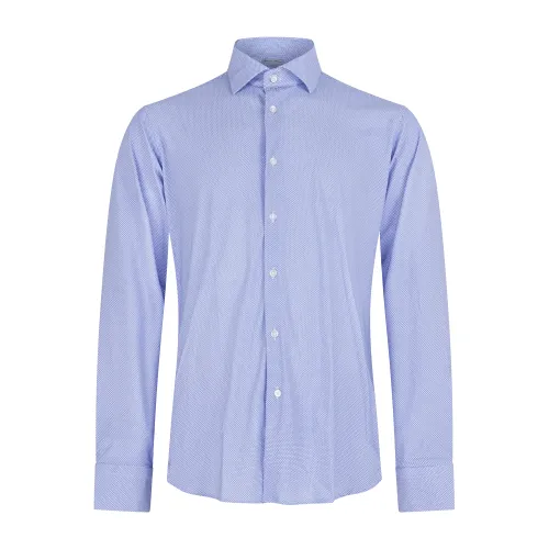 Lavorazione Sartoriale - Camicia azzurra microlavorata in tessuto tecnico