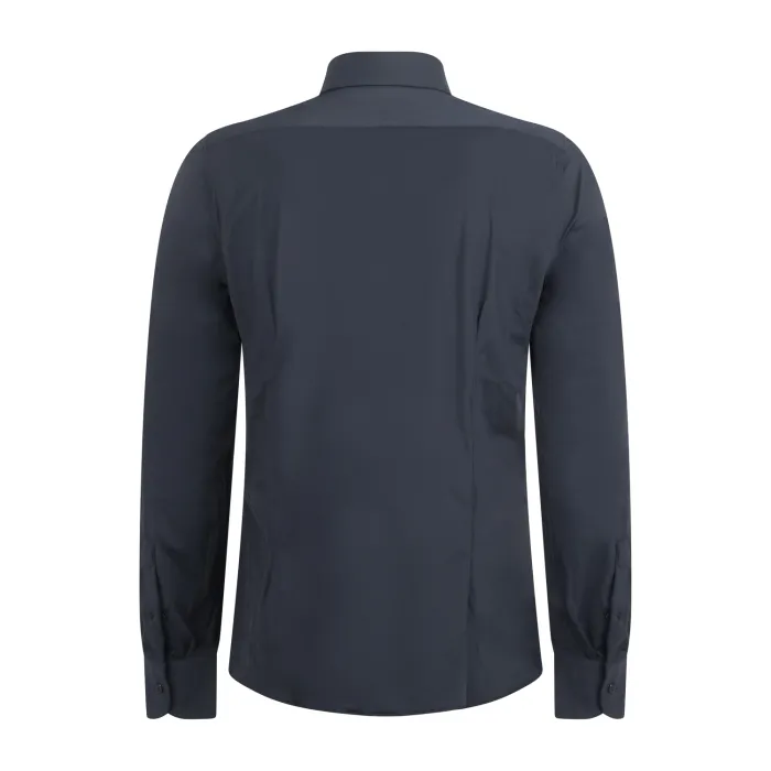 Lavorazione Sartoriale - Camicia nera in tessuto tecnico custom fit per uomo |
