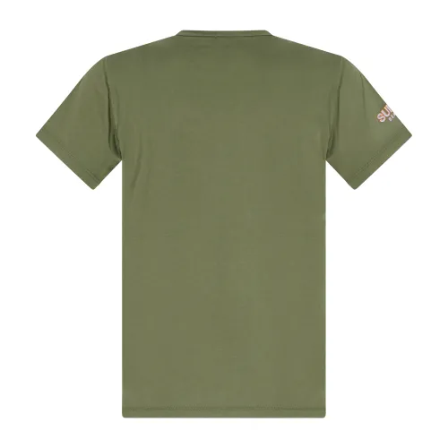 Sun68 - T-shirt verde manica corta con ricamo logo fluo per uomo | t35140 37