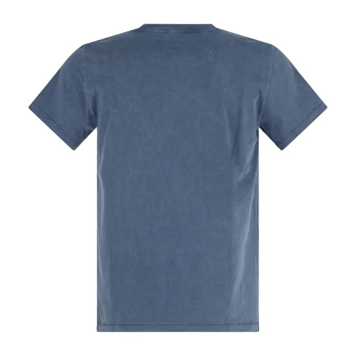 Sun68 - T-shirt blu con ricamo logo sul petto per uomo | t35145 07 navy blue