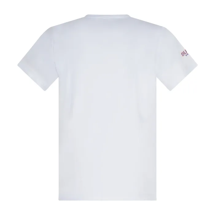 Sun68 - T-shirt bianca manica corta con ricamo logo fluo per uomo | t35140 01
