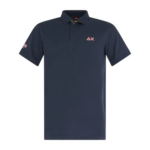 Sun68 - Polo blu manica corta con ricamo logo per uomo | a35140 07navy blue