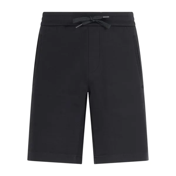 Armani Exchange - Bermuda nera con vita elasticizzata e coulisse per uomo |