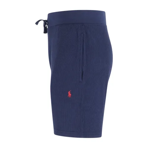 Polo Ralph Lauren - Bermuda blu in cotone a coste e elastico in vita e coulisse