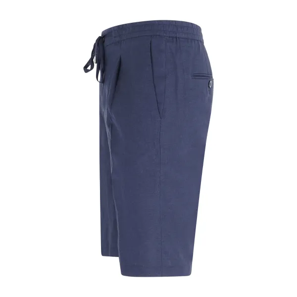 Barbati - Bermuda blu con elastico in vita e laccetti in lino e viscosa per 2