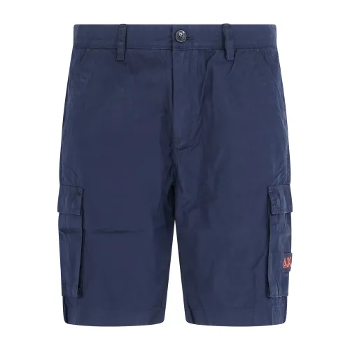Sun68 - Bermuda blu cargo in cotone con logo ricamato per uomo | b35111 07navy