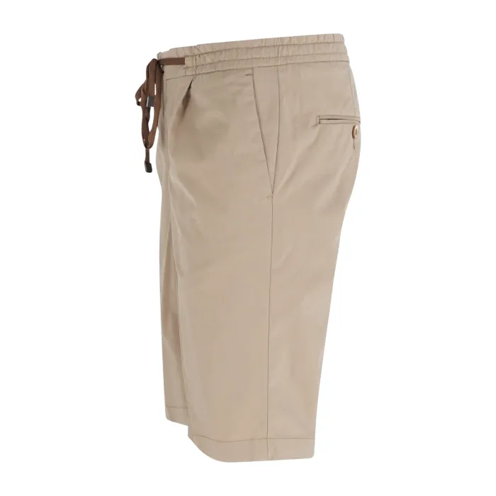 Barbati - Bermuda beige con elastico in vita e laccetti in cotone per uomo |