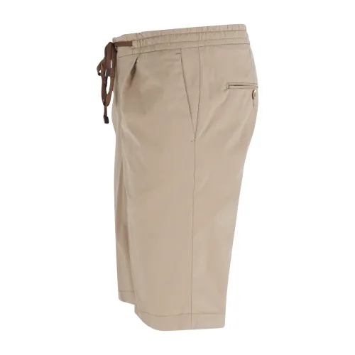 Barbati - Bermuda beige con elastico in vita e laccetti in cotone per uomo |