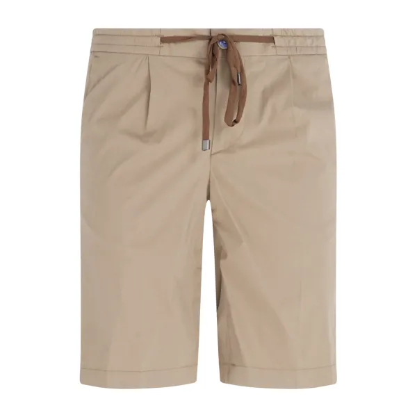 Barbati - Bermuda beige con elastico in vita e laccetti in cotone per uomo |