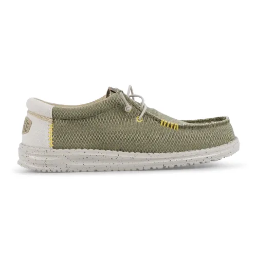 Hey Dude - Slip on verde in tomaia bicolor in tessuto intrecciato per uomo | hd