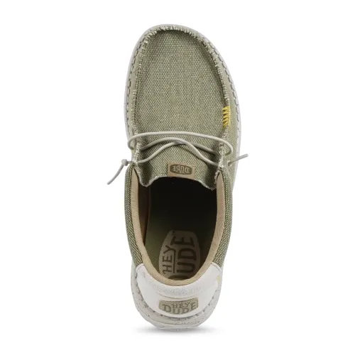 Hey Dude - Slip on verde in tomaia bicolor in tessuto intrecciato per uomo | hd