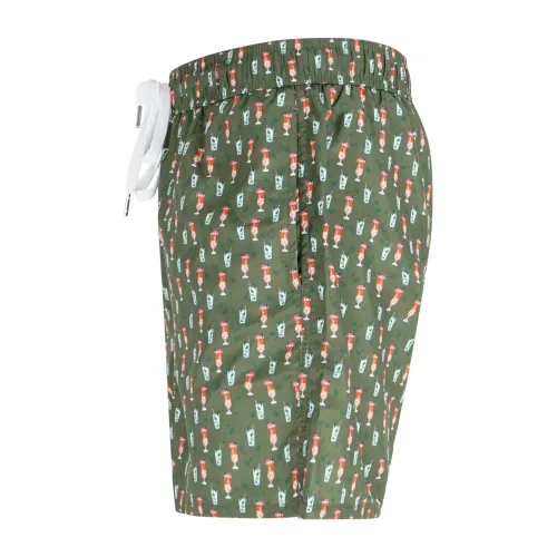 Sun68 - bermuda mare verde con stampa bicchieri cocktail per uomo | h34127 88