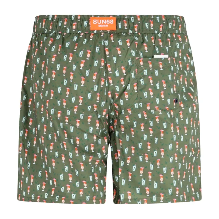 Sun68 - bermuda mare verde con stampa bicchieri cocktail per uomo | h34127 88