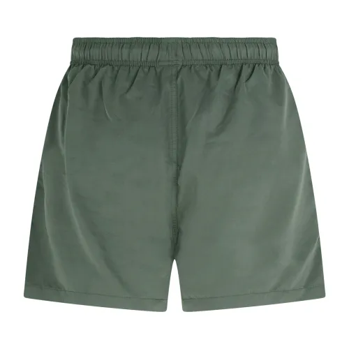 Emporio Armani - Bermuda mare verde con ricamo logo bicolore sul fronte per