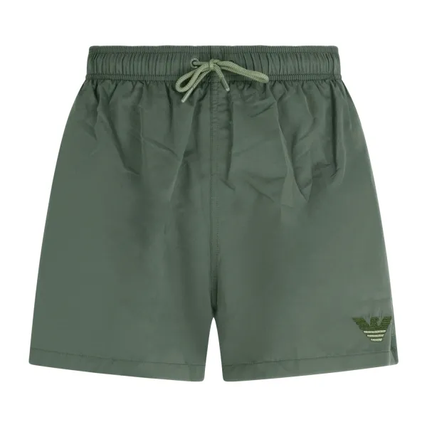 Emporio Armani - Bermuda mare verde con ricamo logo bicolore sul fronte per
