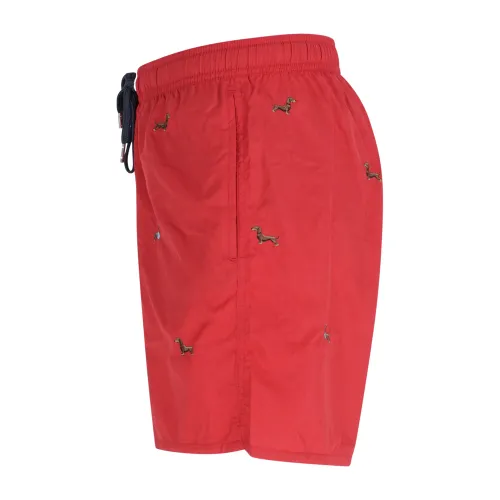 Sun68 - Bermuda mare rosso con ricamo cane all over per uomo | h35112 10rosso