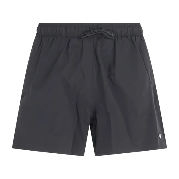 Emporio Armani - Bermuda mare nero con ricamo logo sul fronte per uomo |