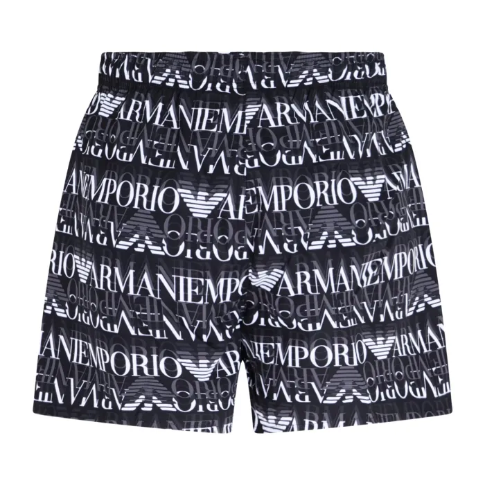 Emporio Armani - Bermuda mare nera con stampa logo all over per uomo | em000583