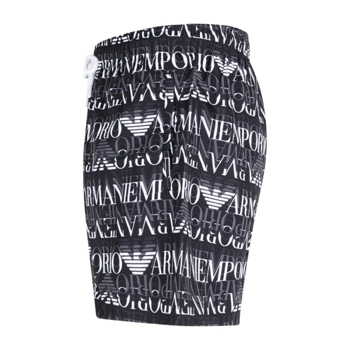 Emporio Armani - Bermuda mare nera con stampa logo all over per uomo | em000583