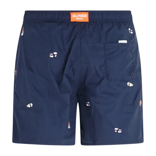 Sun68 - Bermuda mare blu con ricamo sushi all over per uomo | h35112 07navy blue