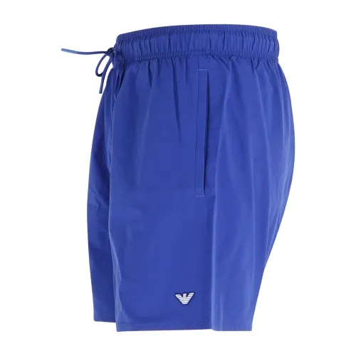 Emporio Armani - Bermuda mare blu con ricamo logo sul fronte per uomo |
