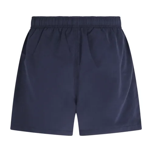 Emporio Armani - Bermuda mare blu con ricamo logo bicolore sul fronte per uomo