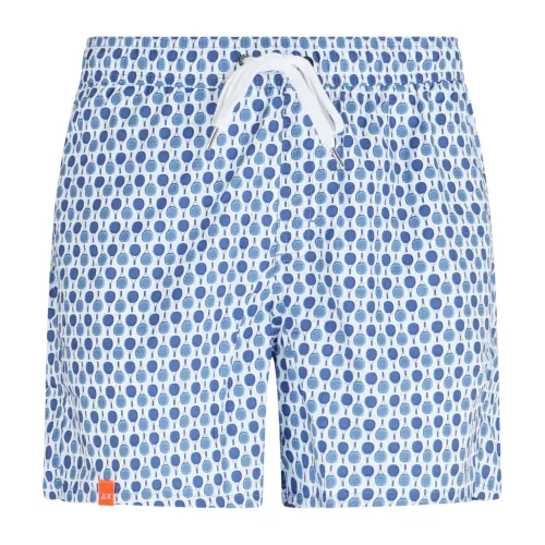 Sun68 - bermuda mare bianco con stampa racchette tennis per uomo | h35111