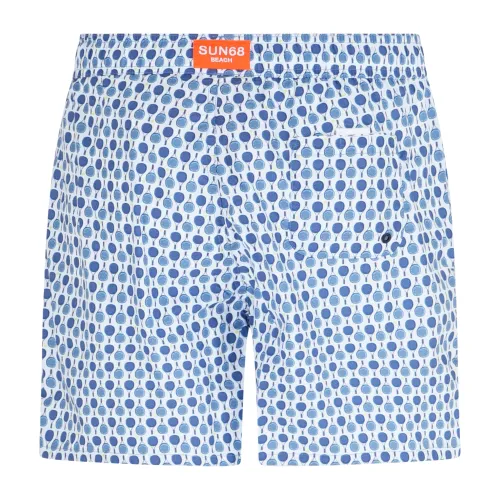 Sun68 - bermuda mare bianco con stampa racchette tennis per uomo | h35111