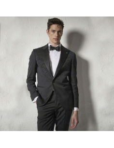 Luigi Bianchi Mantova Flirt - Abito smoking nero rever a lancia con paillette