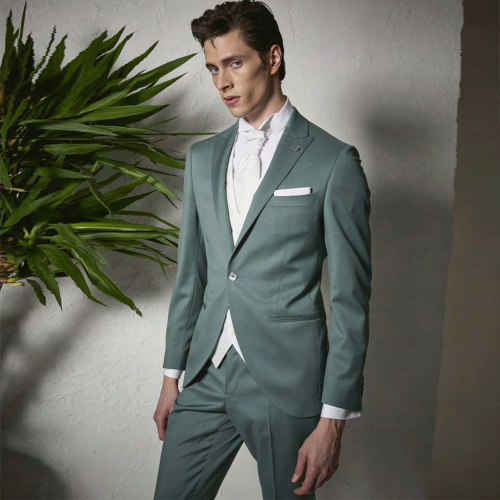 Luigi Bianchi Mantova Flirt - Abito smoking verde con rever a lancia per uomo | 