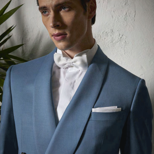 Luigi Bianchi Mantova Flirt - Abito doppiopetto azzurro con rever sciallato per 2