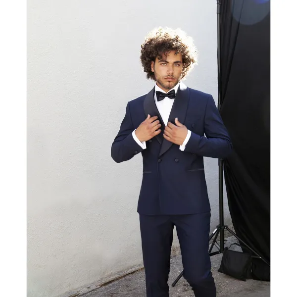 Alessandro Dell'Acqua - Abito smoking sciallato blu per uomo | 