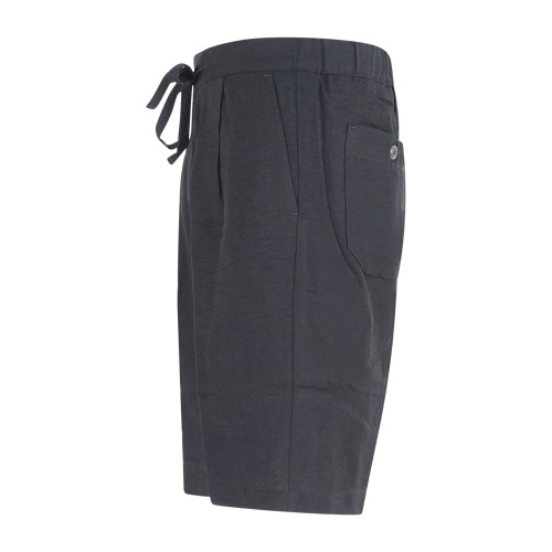 Officina36 - Bermuda nera in rayon con pence ed elastico in vita e laccettini 2