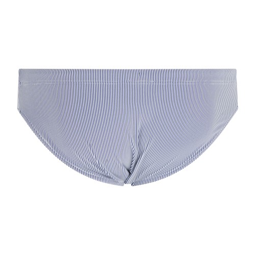 Emporio Armani - Slip mare blu in tessuto stretch a righe con ricamo logo per 2