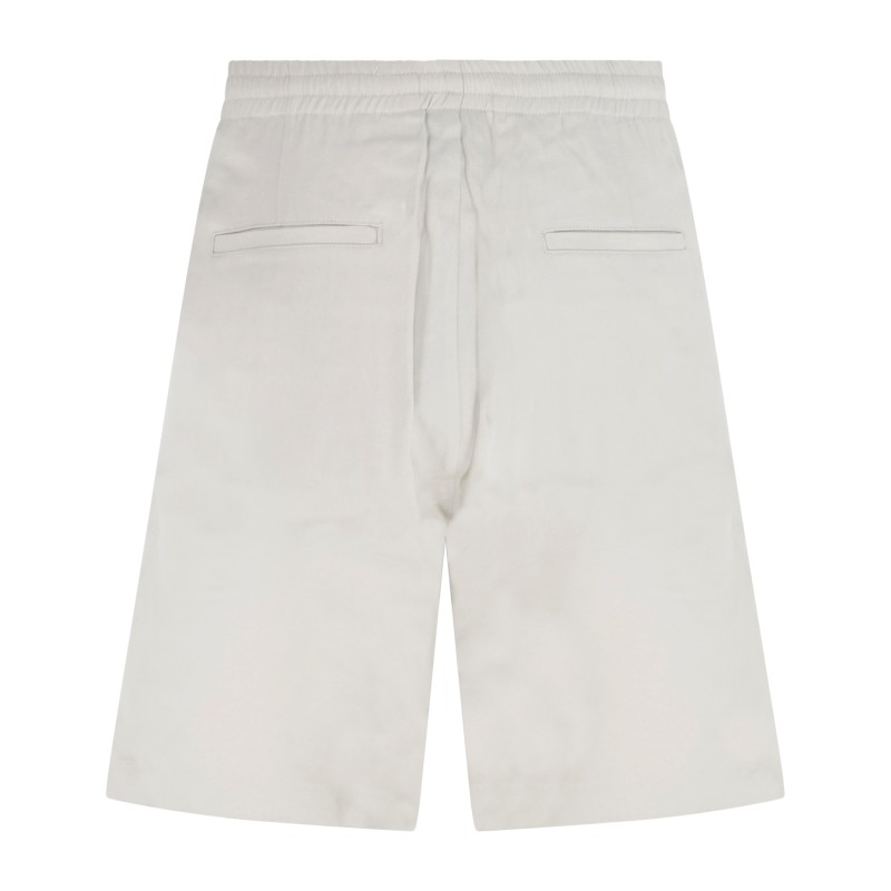 Unity - Bermuda beige con girovita elasticcizato e laccetti in misto lino per