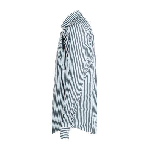 Lavorazione Sartoriale - Camicia bianca a righe verdi in cotone slim fit per 2