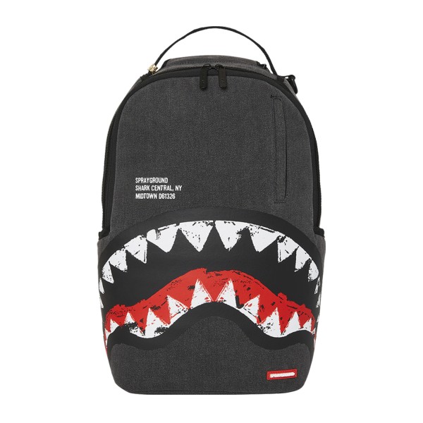 Sprayground - Zaino nero Shark central painted con stampa logo per uomo |