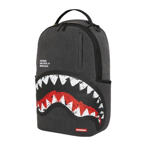 Sprayground - Zaino nero Shark central painted con stampa logo per uomo |