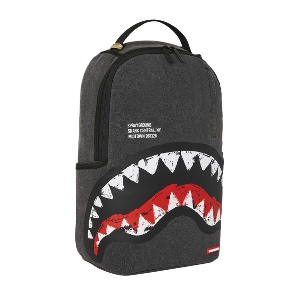 Sprayground - Zaino nero Shark central painted con stampa logo per uomo |