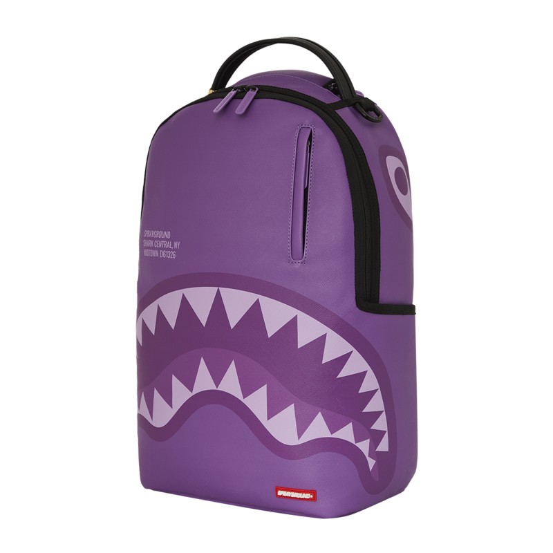 Sprayground - Zaino viola Purple shark central in ecopelle per uomo | b7740nsz