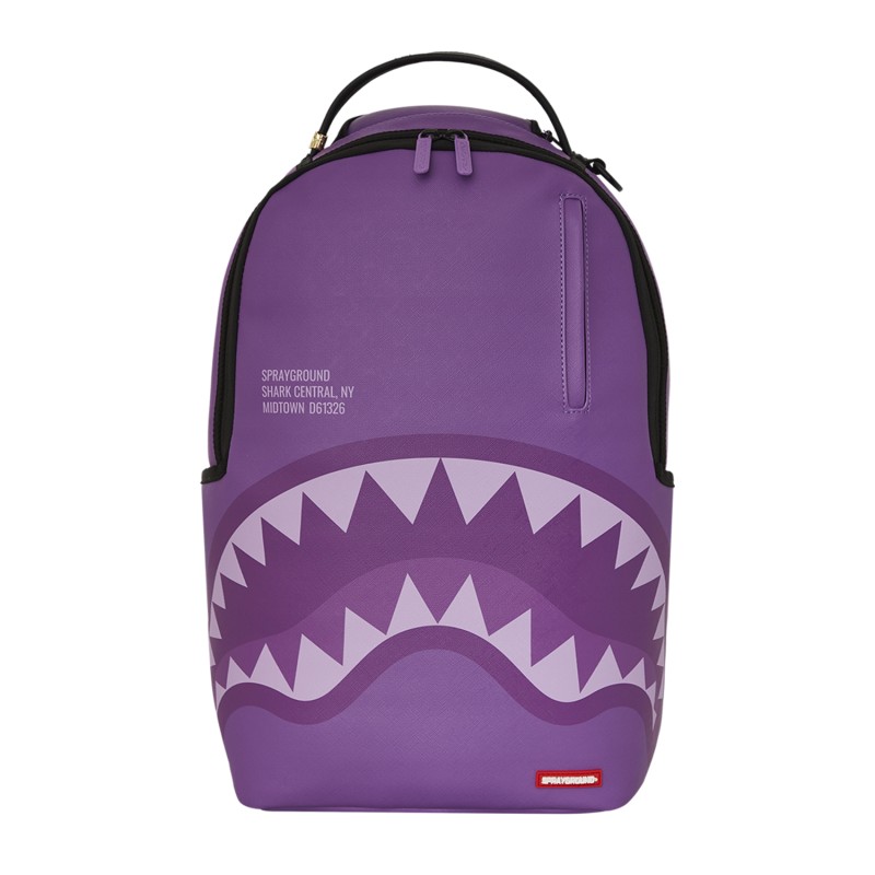Sprayground - Zaino viola Purple shark central in ecopelle per uomo | b7740nsz
